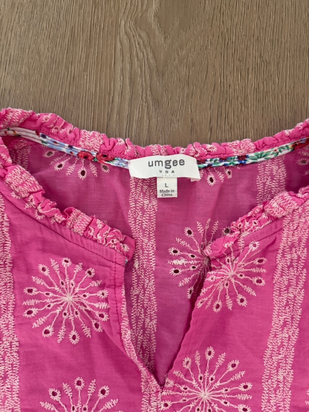 Umgee Pink Embrodiered Lace Top - Picture 2 of 4